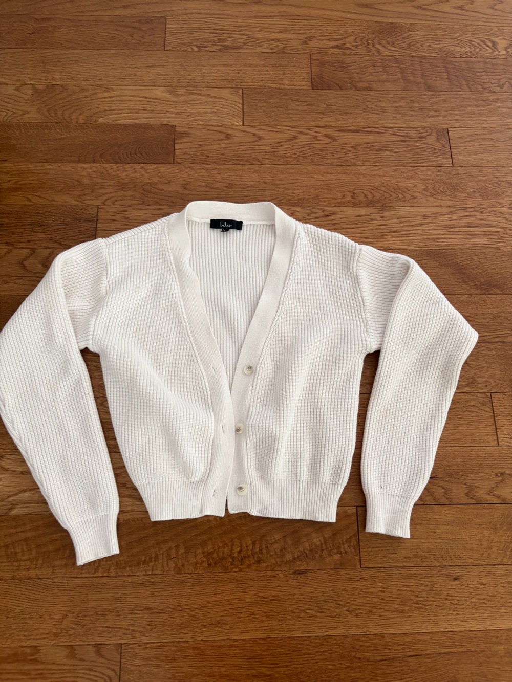Lulu's Cream Ribbed V-Neck Button Cardigan